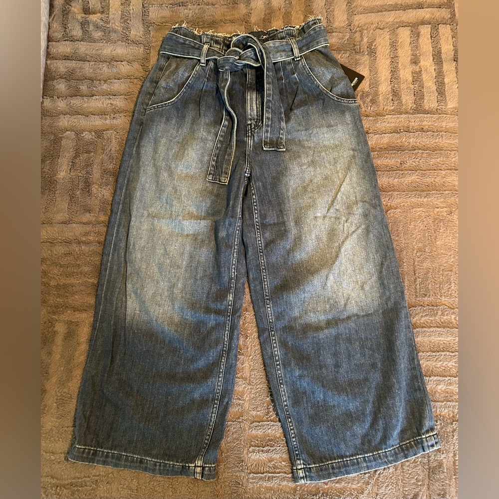 Hudson High-Waisted Denim Wide-Leg Trousers